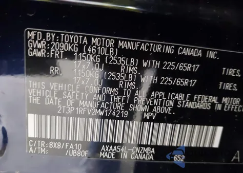 2021 Toyota Rav4 Xle z USA, uszkodzony, nr VIN 2T3P1RFV2MW174219